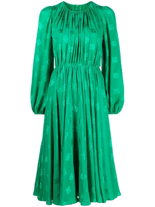Dolce & Gabbana  logo-print flared silk midi dress