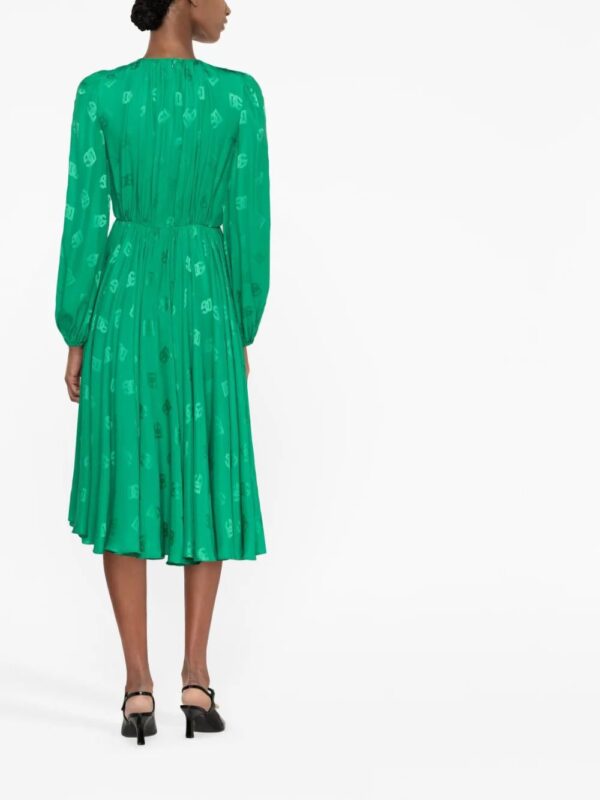 Dolce & Gabbana  logo-print flared silk midi dress - Image 4