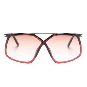 TOM FORD Eyewear tortoiseshell-detail oversized-frame sunglasses