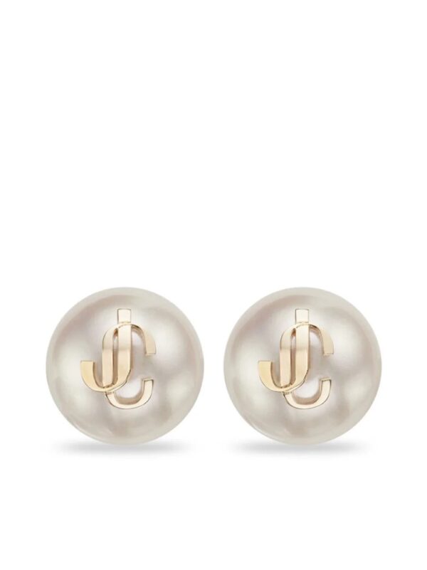 Jimmy Choo  debossed-logo pearl earrings
