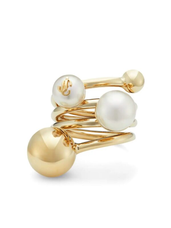 Jimmy Choo  debossed-logo multi-pearl ring