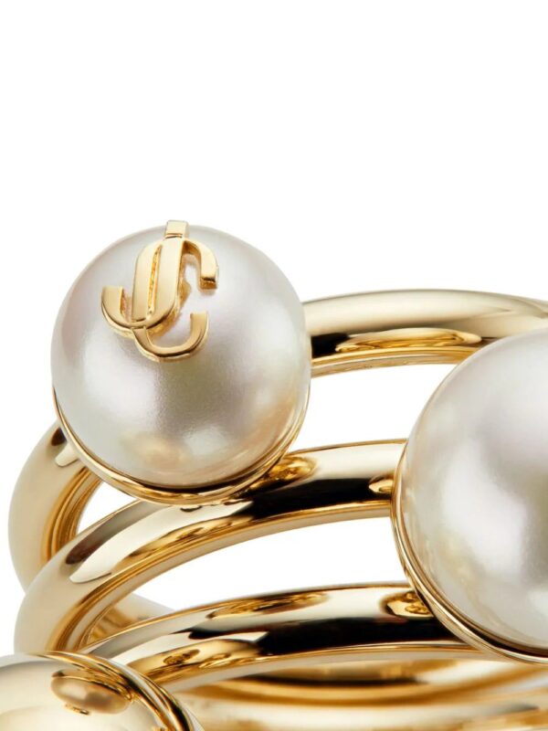 Jimmy Choo  debossed-logo multi-pearl ring - Image 3