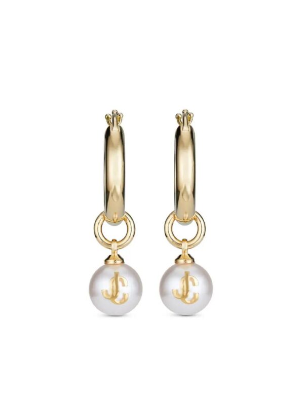 Jimmy Choo  debossed-logo pearl-detail hoops
