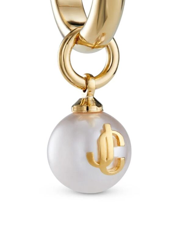 Jimmy Choo  debossed-logo pearl-detail hoops - Image 4