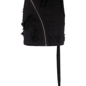 Rick Owens DRKSHDW  zip-detail frayed skirt