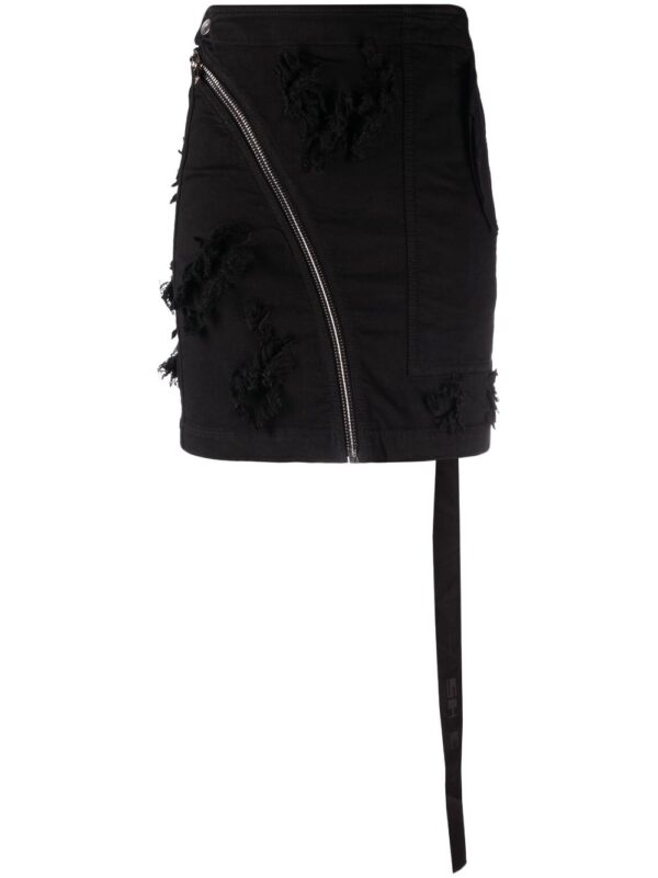 Rick Owens DRKSHDW  zip-detail frayed skirt