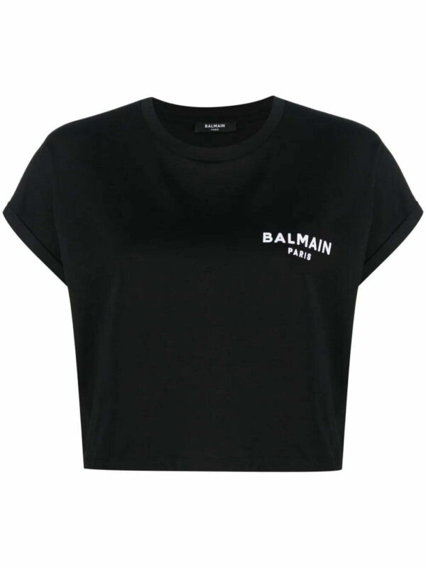 Balmain  logo-print cropped T-shirt
