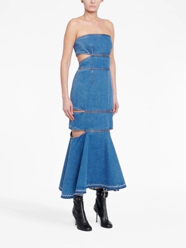 Alexander McQueen  bustier cut-out denim dress - Image 3