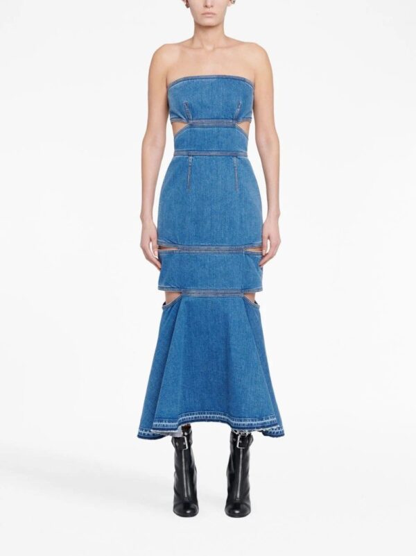 Alexander McQueen  bustier cut-out denim dress - Image 2