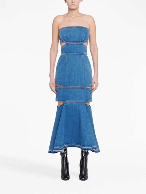 Alexander McQueen  bustier cut-out denim dress - Image 2