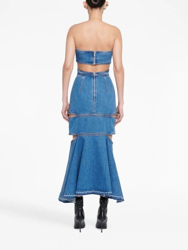 Alexander McQueen  bustier cut-out denim dress - Image 4