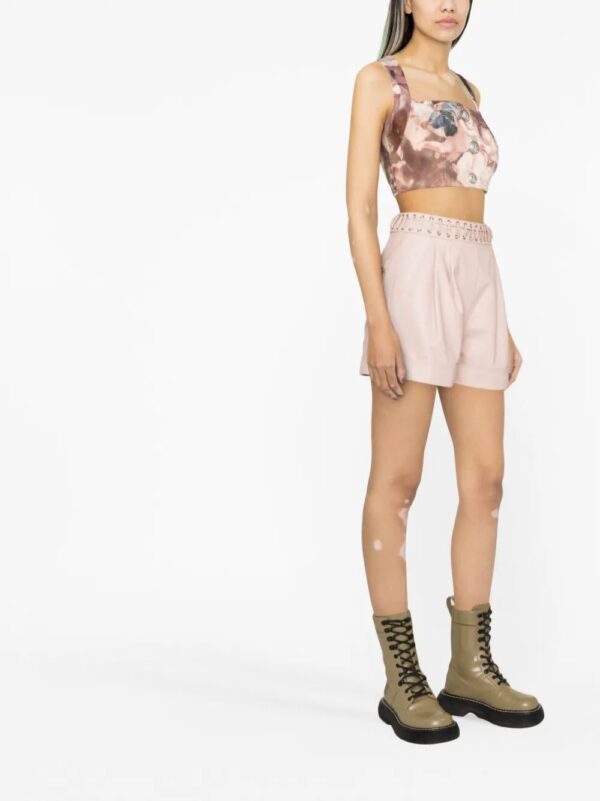 Balmain  Sky-print leather crop top - Image 3