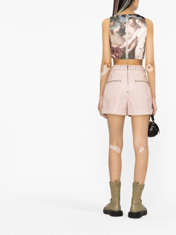 Balmain  Sky-print leather crop top - Image 4