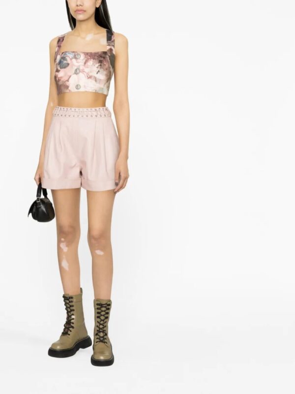 Balmain  Sky-print leather crop top - Image 2