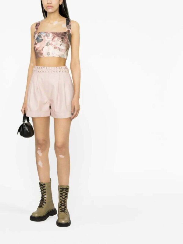 Balmain  Sky-print leather crop top - Image 2