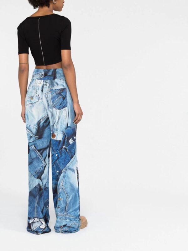 MOSCHINO JEANS  graphic-print wide-leg trousers - Image 4