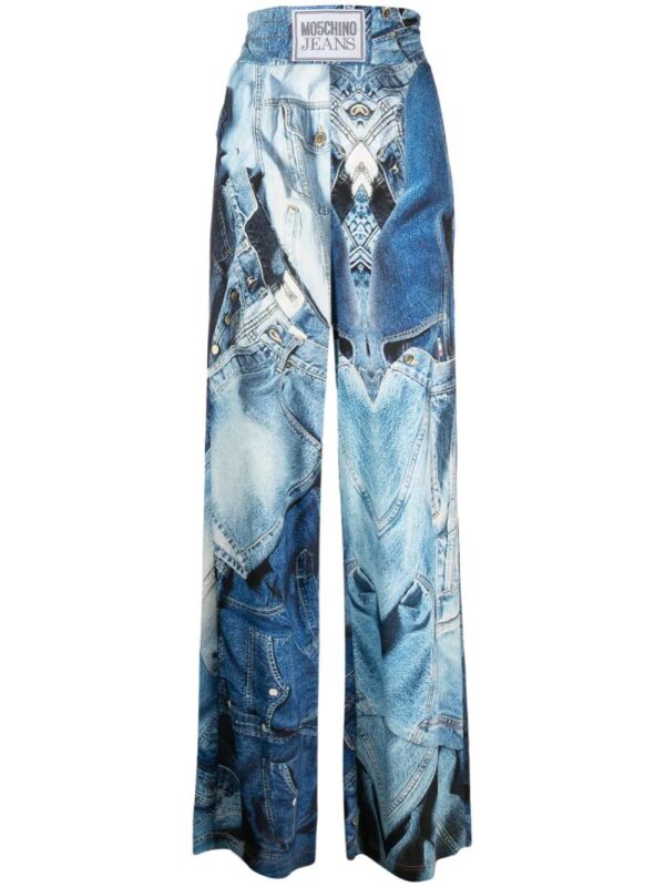 MOSCHINO JEANS  graphic-print wide-leg trousers
