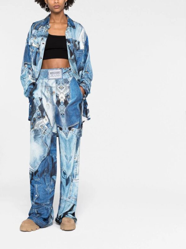 MOSCHINO JEANS  graphic-print wide-leg trousers - Image 2