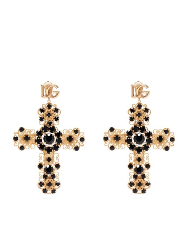 Dolce & Gabbana  rhinestone-embellished cross pendant earrings