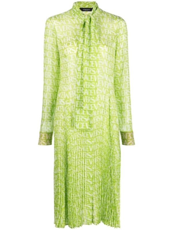 Versace  logo-print silk shirtdress