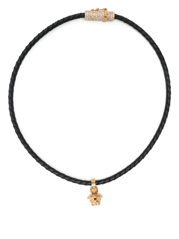 Versace  Medusa pendant leather necklace