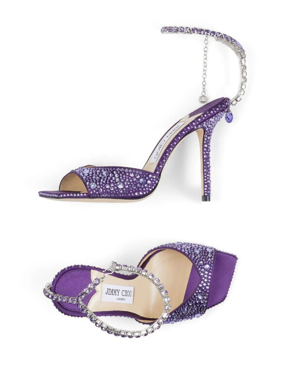 Jimmy Choo  Saeda 100mm crystal-embellished sandals - Image 3