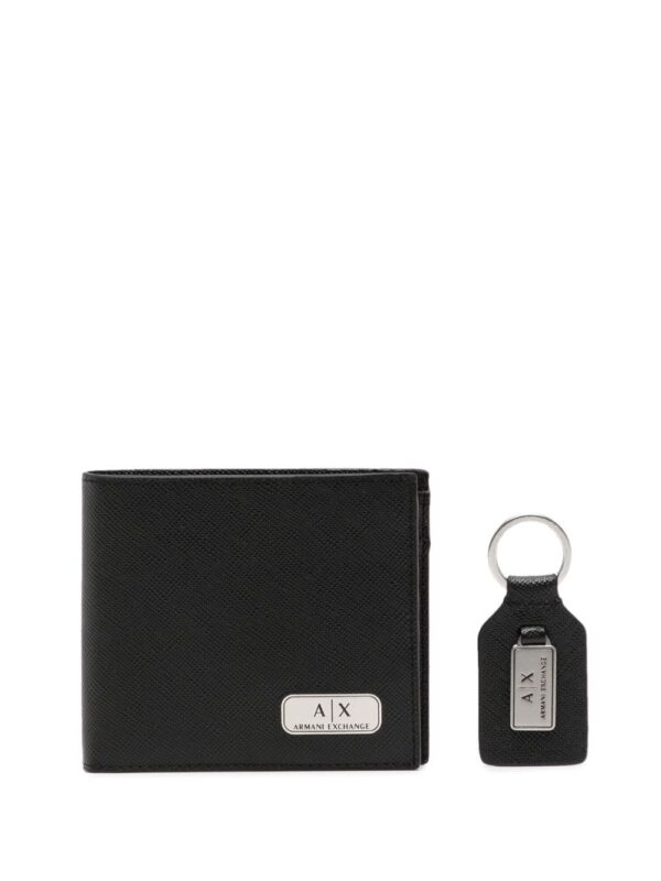 Armani Exchange logo-plaque leather wallet set