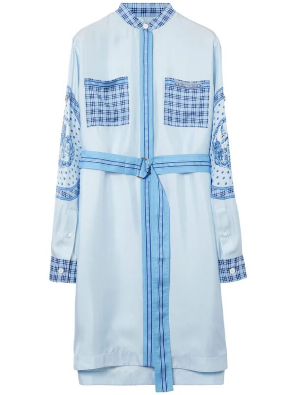 Burberry  monument-print belted silk shirt dress