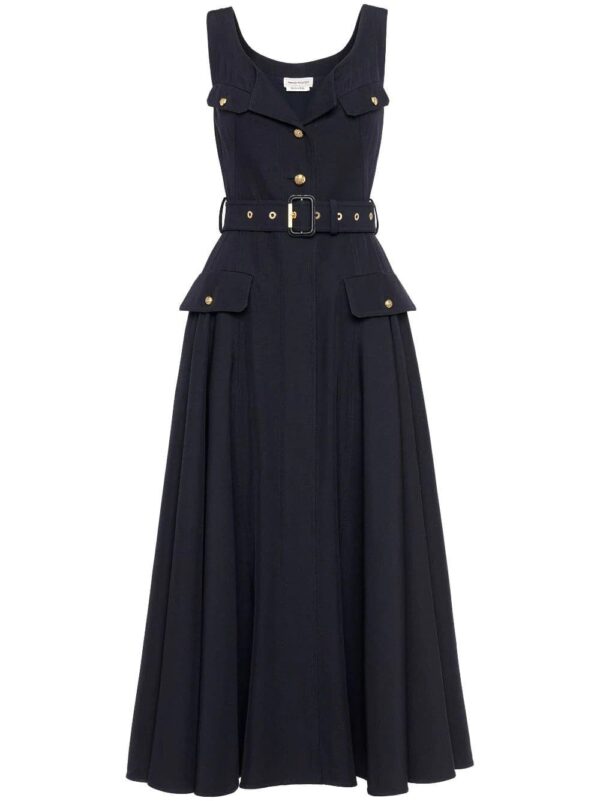 Alexander McQueen  belted wool mididress
