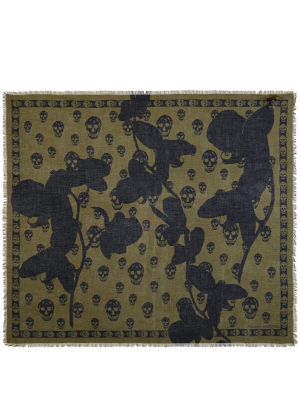 Alexander McQueen  Skull orchid-print silk scarf