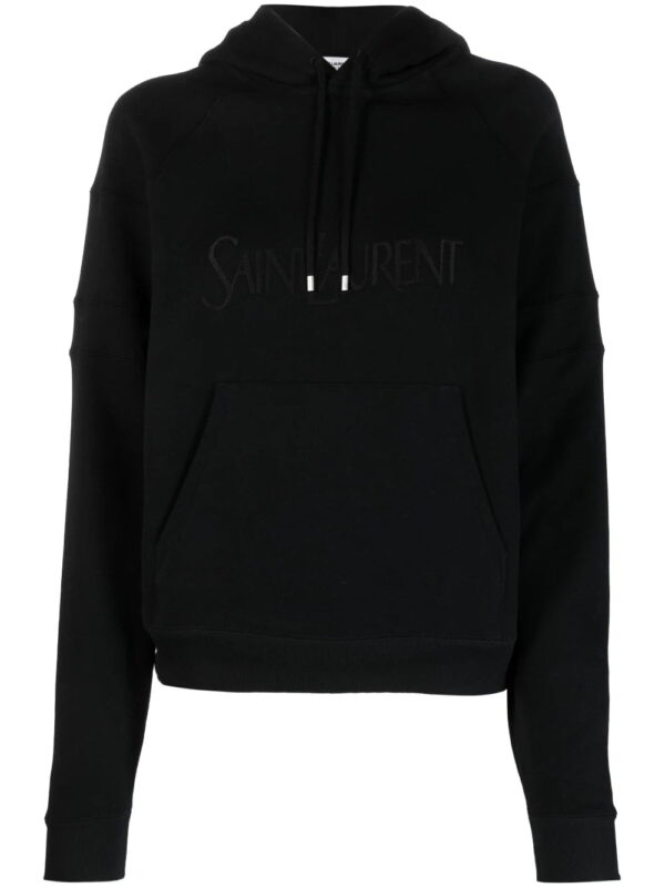 Saint Laurent  embroidered-logo cotton hoodie