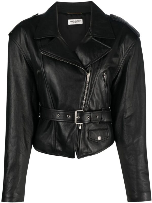 Saint Laurent  belted leather jacket