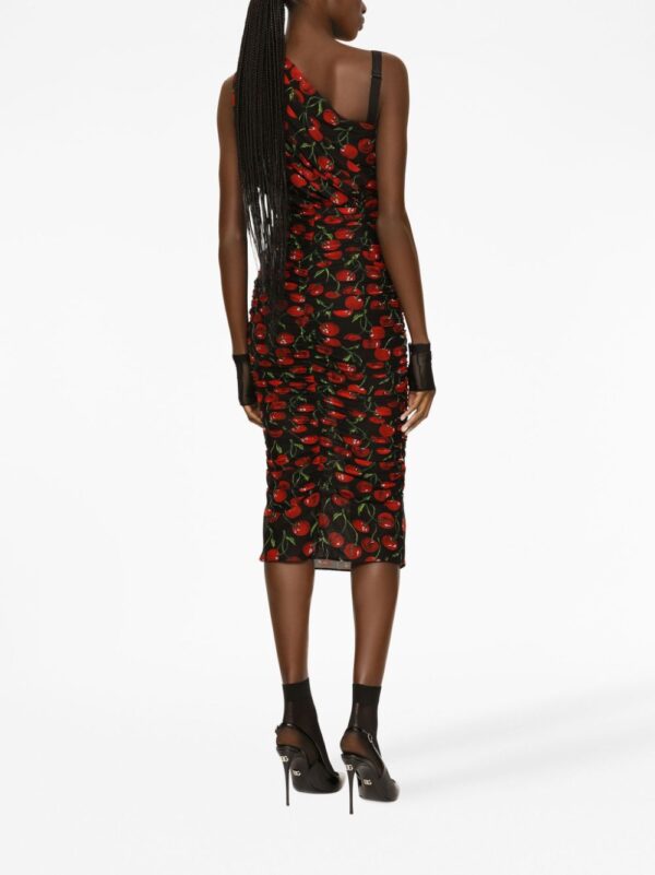 Dolce & Gabbana cherry-print ruched midi dress - Image 3