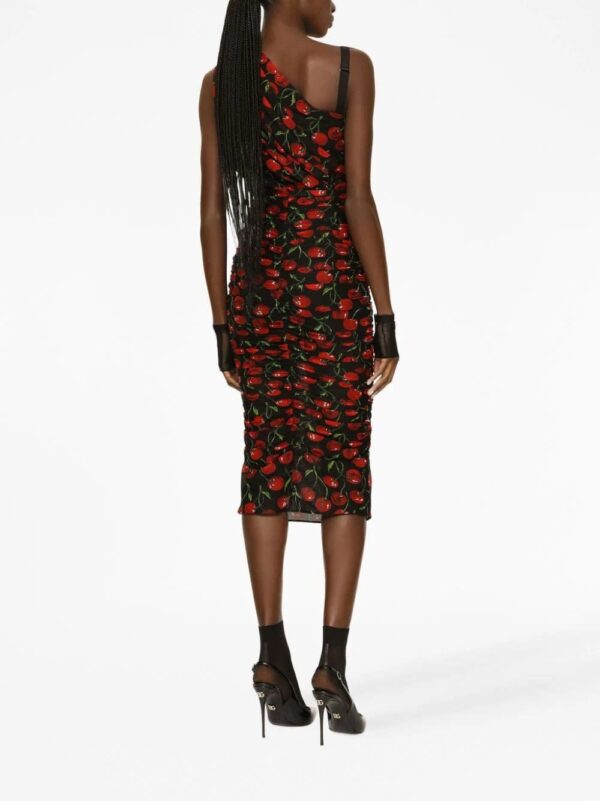 Dolce & Gabbana  cherry-print ruched midi dress - Image 3
