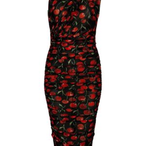 Dolce & Gabbana cherry-print ruched midi dress