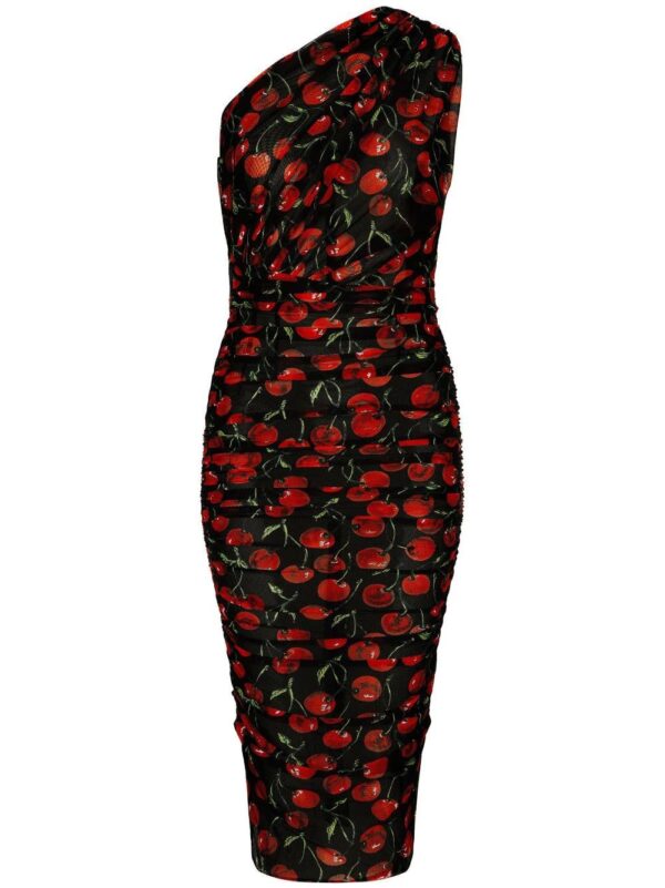 Dolce & Gabbana  cherry-print ruched midi dress