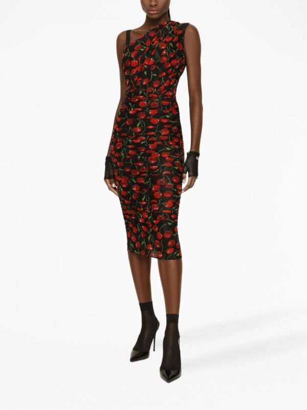 Dolce & Gabbana  cherry-print ruched midi dress - Image 2