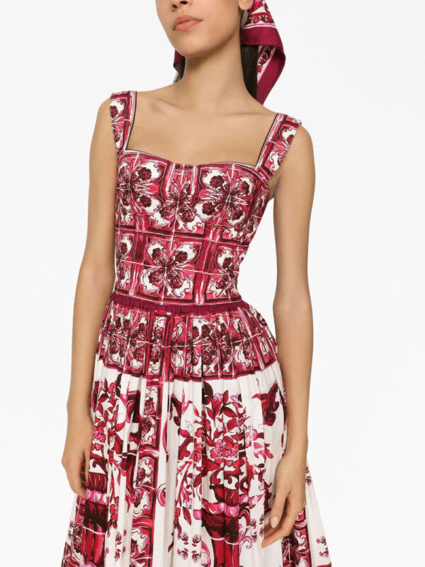 Dolce & Gabbana  Majolica-print cotton midi dress - Image 4