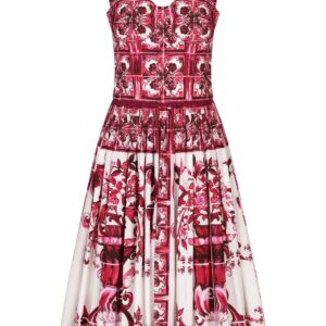 Dolce & Gabbana Majolica-print cotton midi dress