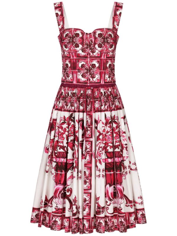 Dolce & Gabbana Majolica-print cotton midi dress