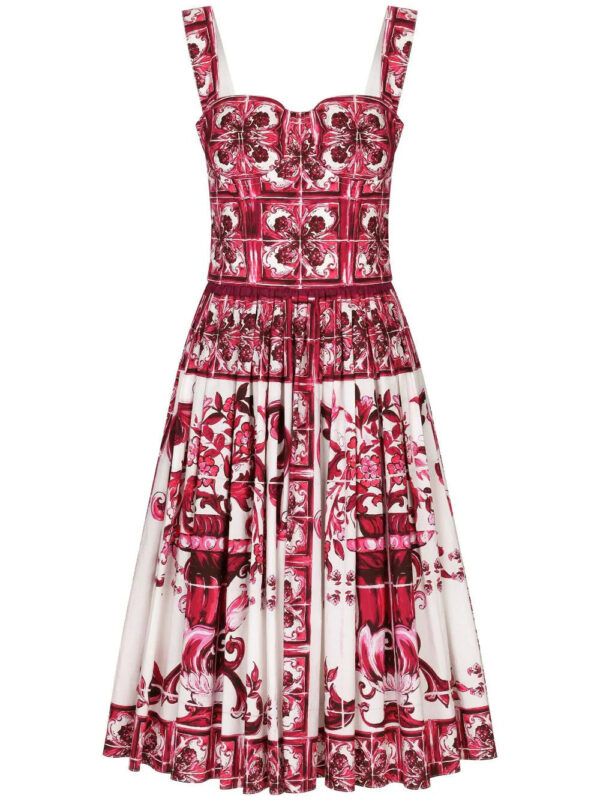 Dolce & Gabbana  Majolica-print cotton midi dress