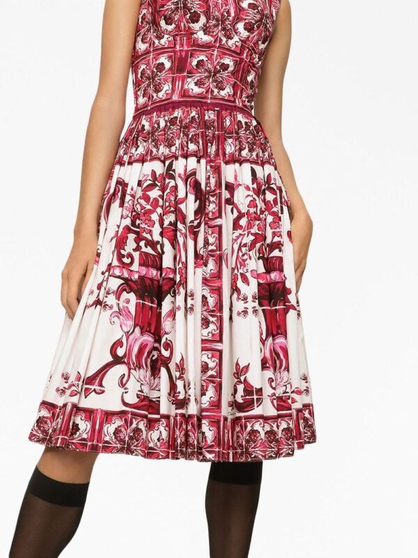 Dolce & Gabbana Majolica-print cotton midi dress - Image 5