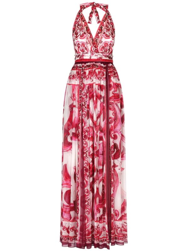 Dolce & Gabbana Majolica-print halterneck maxi dress