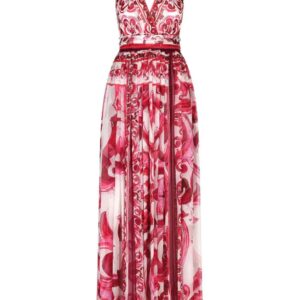 Dolce & Gabbana  Majolica-print halterneck maxi dress