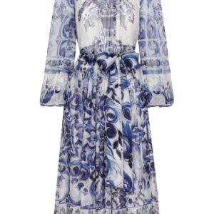 Dolce & Gabbana Majolica-print silk midi dress