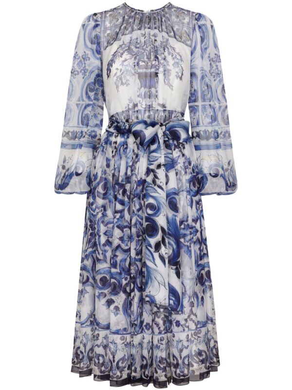Dolce & Gabbana Majolica-print silk midi dress