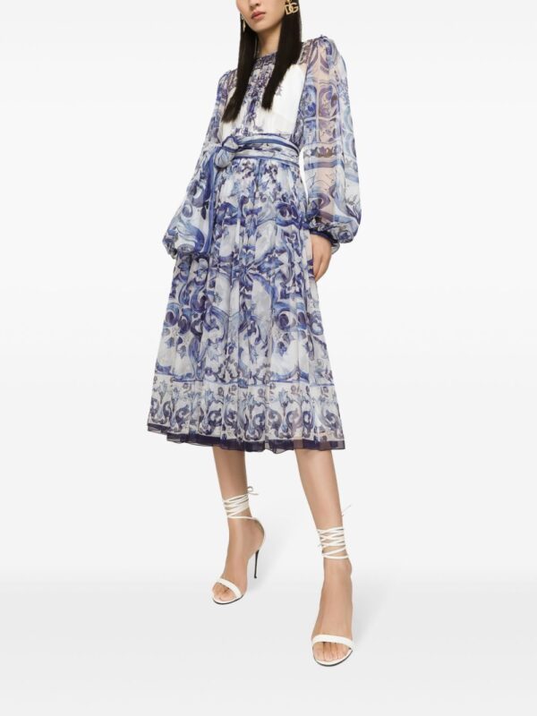 Dolce & Gabbana Majolica-print silk midi dress - Image 3