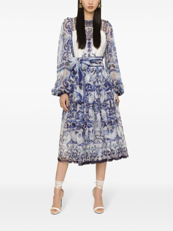 Dolce & Gabbana Majolica-print silk midi dress - Image 2