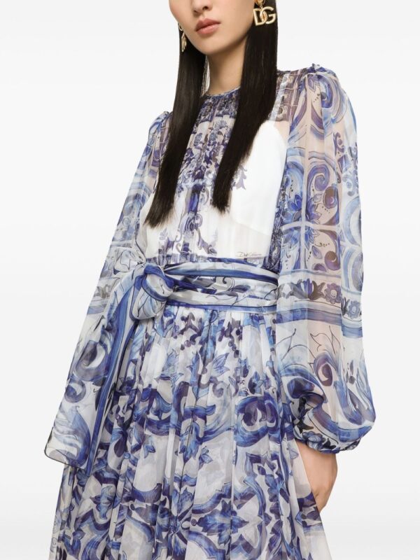 Dolce & Gabbana Majolica-print silk midi dress - Image 5