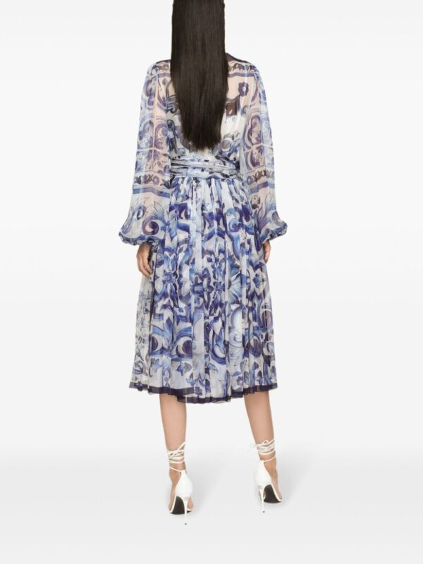Dolce & Gabbana Majolica-print silk midi dress - Image 4